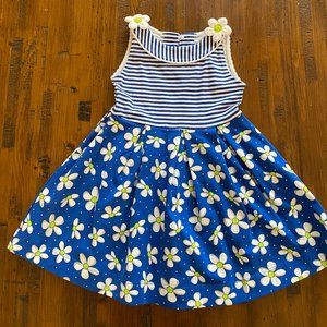 Mayoral Blue & White Stripe Daisy Dress